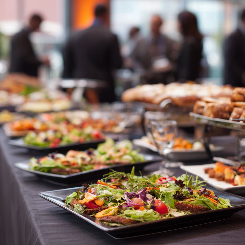 Corporate catering buffet at a business reception on the Price Corridor in Chandler, AZ